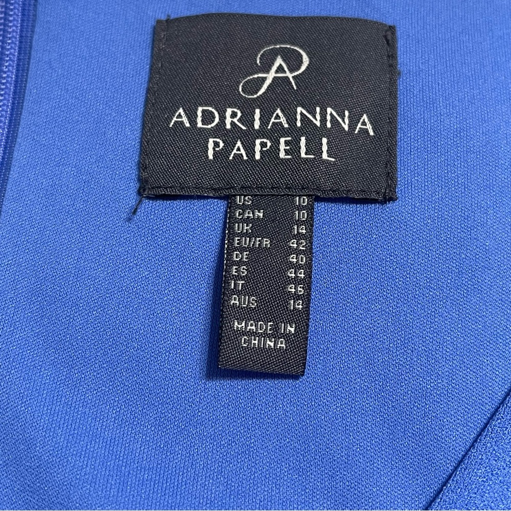 Adrianna Papell V-Neck Cap Sleeve‎ Cascading Ruffle Side Drape Sheath Dress - Picture 14 of 16